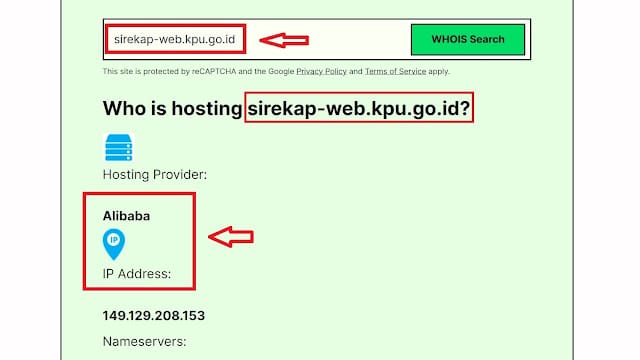 Website Sirekap KPU RI Terhubung ke Alibaba, IP Address Singapura & Amerika, Gak Bahaya Tah?